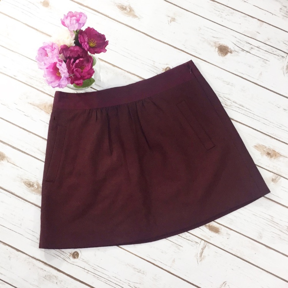 j.crew burgundy wool skirt